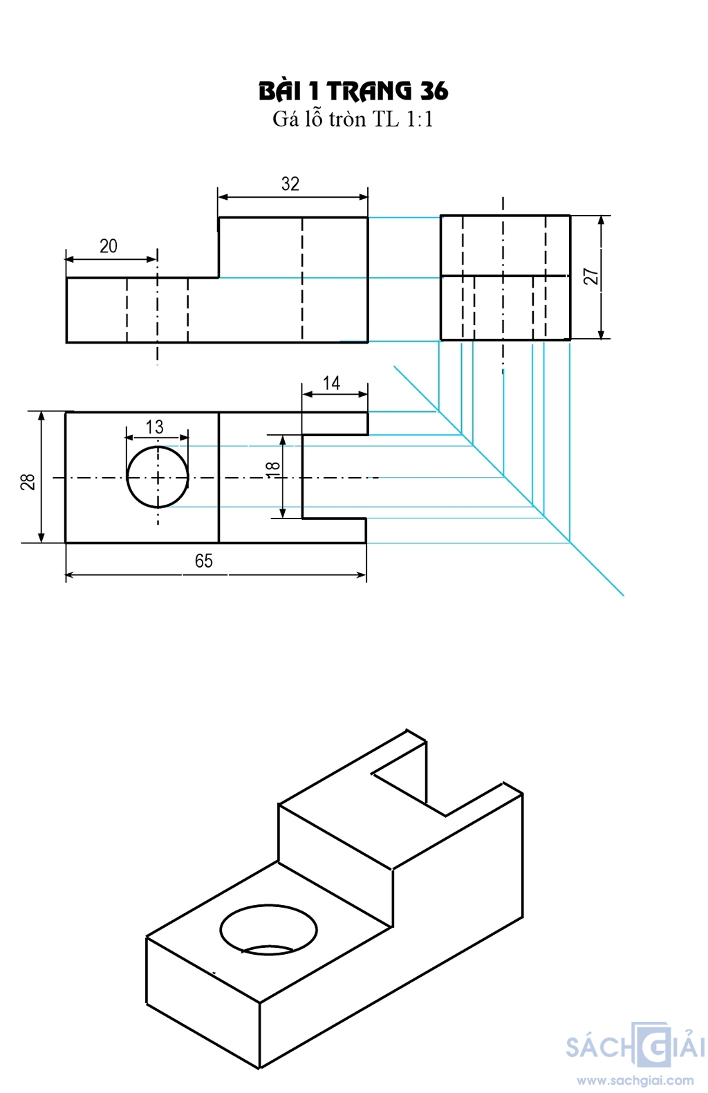 Hướng dẫn cách vẽ hình chiếu trục đo gá chạc tròn từ cơ bản đến nâng cao