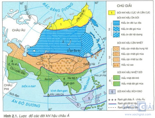 Trắc nghiệm Địa Lí 8, Bài 2 Khí hậu châu Á