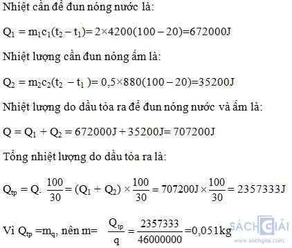 Giải bài tập SBT Vật lý lớp 8 bài 26: Năng suất tỏa nhiệt của nhiên liệu