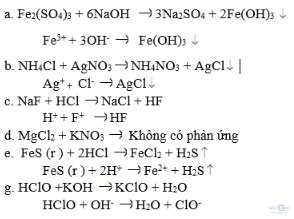 Phản ứng trao đổi ion trong dung dịch các chất điện li