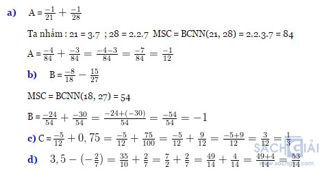 Bài tập môn Toán lớp 7