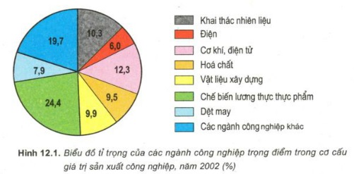 Biểu đồ tỉ trọng của các ngành công nghiệp trọng điểm