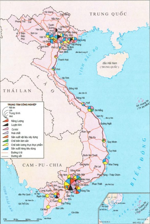 Lược đồ các trung tâm công nghiệp tiêu biểu của Việt Nam, năm 2002