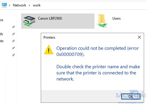 Hướng dẫn sửa lỗi 'error 0x00000709' khi kết nối máy in chia sẻ trong Windows 10