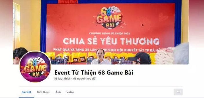 Like và share fanpage để đồng hàng cùng hoạt động từ thiện của game bài 68